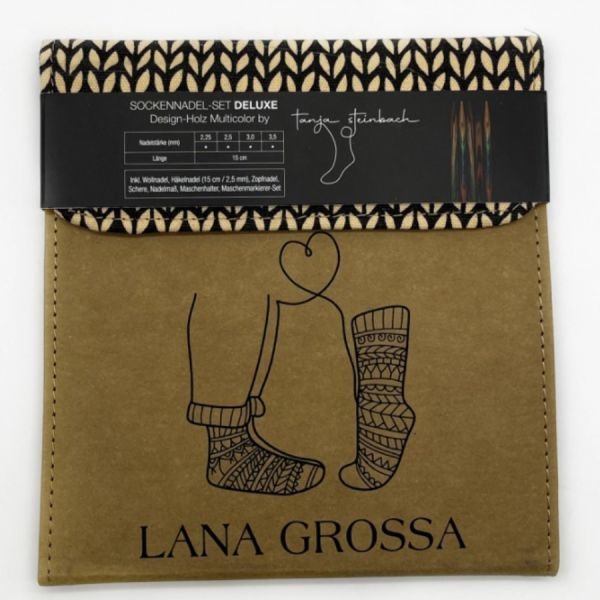Набор инструментов для вязания носков Lana Grossa (дерево, многоцветные, замша), цвет бежевый
