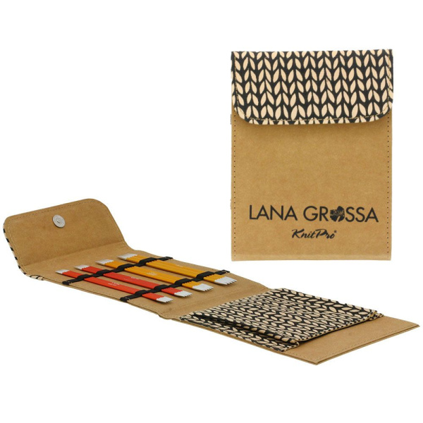Набор чулочных спиц Lana Grossa, 15 см, малый (алюминий, Rainbow, кожзам), цвет Бежевый