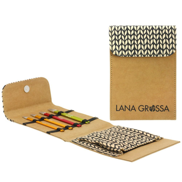 Набор разъёмных спиц Lana Grossa, малый (алюминий, Rainbow, кожзам), цвет Бежевый