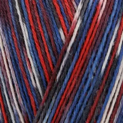 Design Line /Дизайн Лайн/ пряжа Regia, 4 нитки, MEZ, 9801270 (03890, Design Line by Arne & Carlos, hasvik color хасвик, белый/красный/синий)