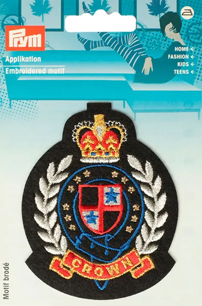 товар Термоаппликация "Герб CROWN" 70*90мм, 100% полиэстер, золотистый/красный/черный, Prym, 926679 