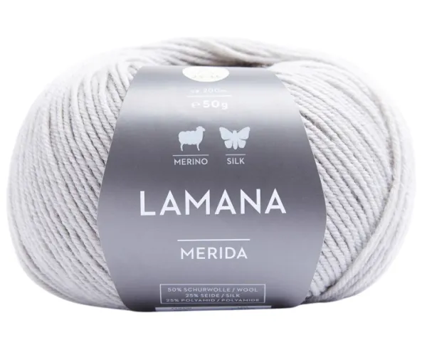 товар /Мерида/ пряжа Lamana (50% шерсть мериноса сверхлегкая, 25% шелк, 25% полиамид), 10*50г/200м (28, sc 