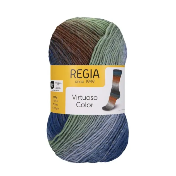 Virtuoso Color /Виртуозо Колор/ пряжа Regia, MEZ, 9801638 (03075, pale summer day color летний день, голубой/зеленый/коричневый/синий)