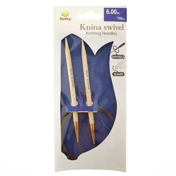 Спицы круговые с поворотным тросиком "Knina Swivel" бамбук, Tulip, KS- (6мм/100см)