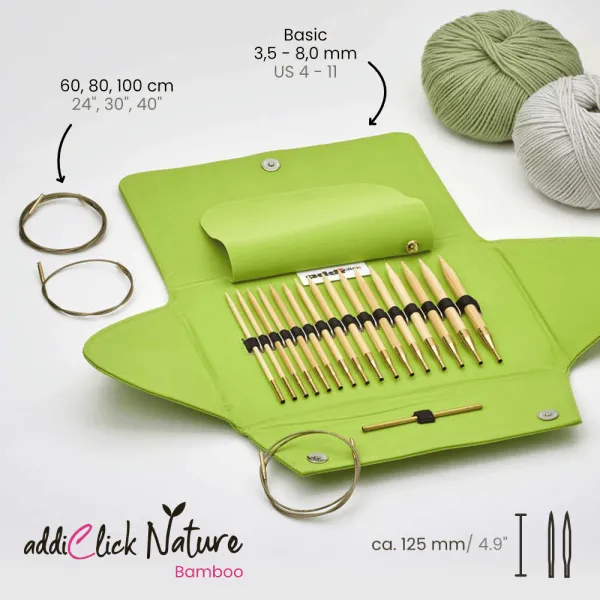 товар Набор круговых бамбуковых спиц со сменными лесками addiClick Nature BAMBOO. Арт 550-2/000 Германия 