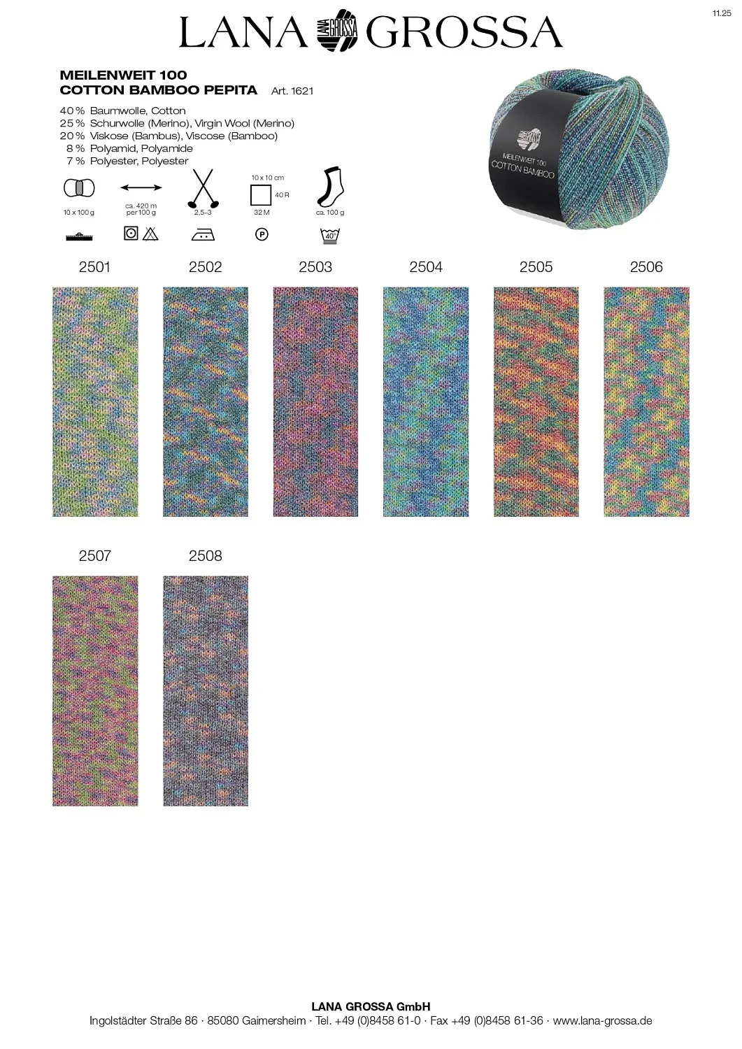 Пряжа 'MW 100 COTTON BAMBOO PEPITA'