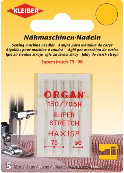 товар Набор игл для швейной машинки ORGAN, стрейч, размер 75-90, сталь, 5шт в наборе, Kleiber, 699-95 