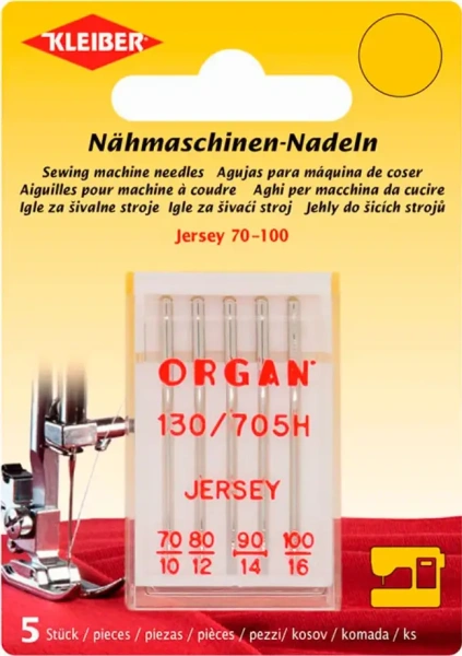 товар Набор игл для швейной машинки ORGAN, джерси, размер 70-100, сталь, 5шт в наборе, Kleiber, 699-93 